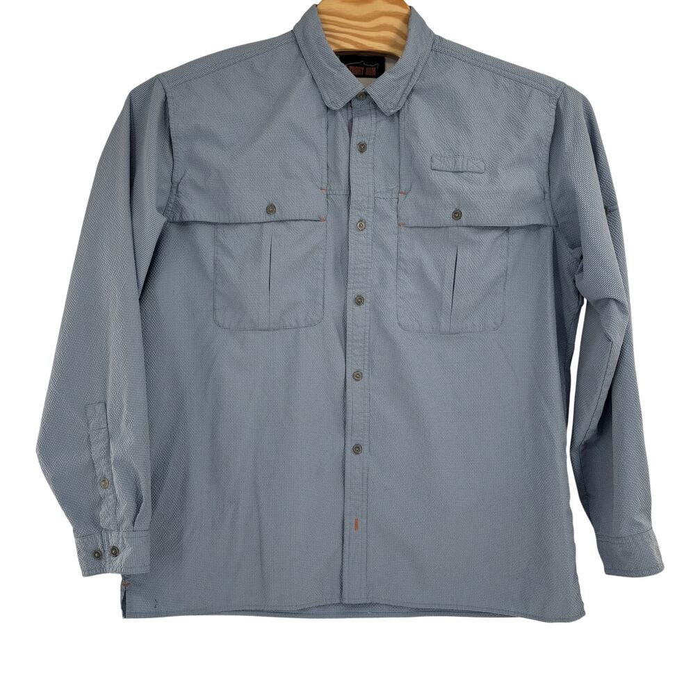 Orvis Trout Bum Mens XL Light‎ Blue Vented Textured Long Sleeve Button Shirt - Picture 5 of 6